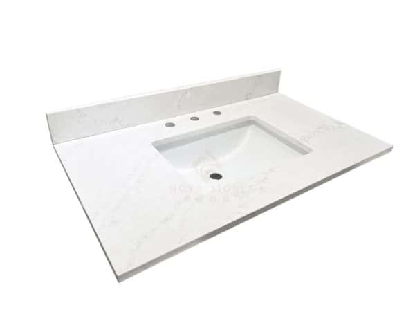 Customized 37” White Waterproof Bath Vanity Top Factory Direct Sale