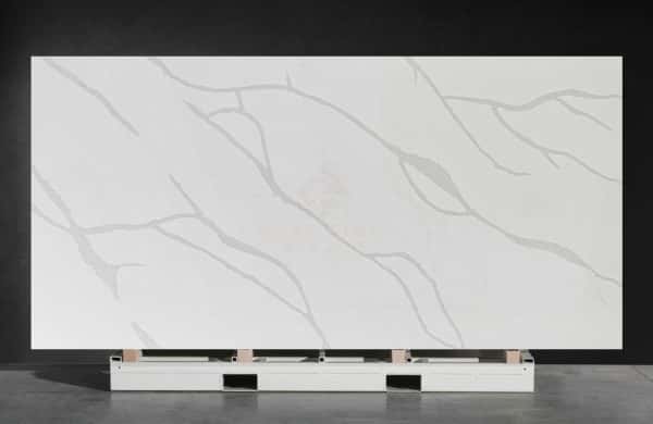 NV1005 NSF/ANSI 51 Standard White Console Table Top Calacatta Quartz Stone Slab