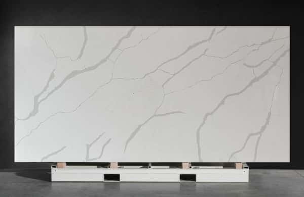 NV857 Sillica Free Environmental Safty White Quartz Stone Slab with Gray Veins