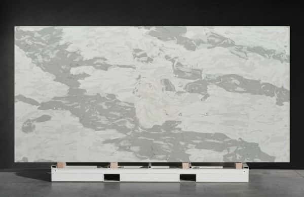 NV877 Vietnam Factory Arabescato Grey Carrara Reception Desk Top Artificial Quartz Stone Slab