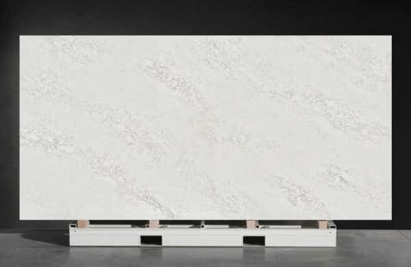 NV727 Anti Bacterial Micro Floral Vien Quartz Twill Line Counter Top White Slab