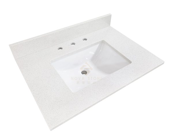 31" Customized Meridian White Lux Quartz Bathroom Quartz Vanity Top
