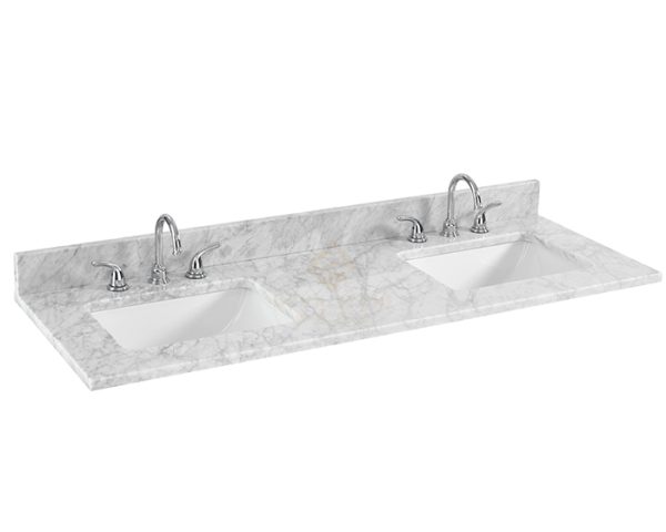 61" Vietnam FactoryNatural Stone Marble Double Sinks Vanity Top