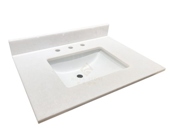 31" Customized Natural Stone Pure White Marble Bathroom Vanity Top
