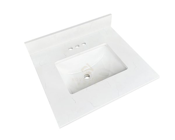 25“ Snow White Quartz Stone Bathroom Vanity Top Made in Viet Nam