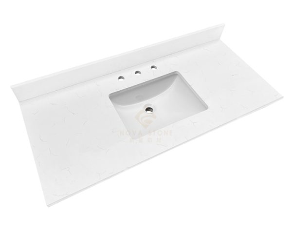 31" 37" 43" 49" Carrara White Quartz Stone Bathroom Vanity Top with Single Sink