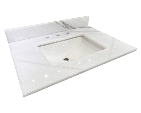 31" Customized Natural Stone Carrara White Marble Bathroom Vanity Top