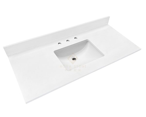 31" 37" 43" 49" Pure Snow White Quartz Stone Bathroom Vanity Top with Single Sink
