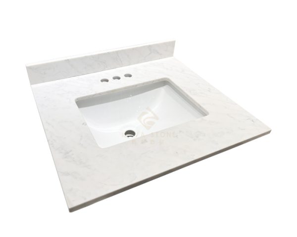 25“ Engineered Stone Bathroom Vanity Top with Single Sink Vietnam Factory