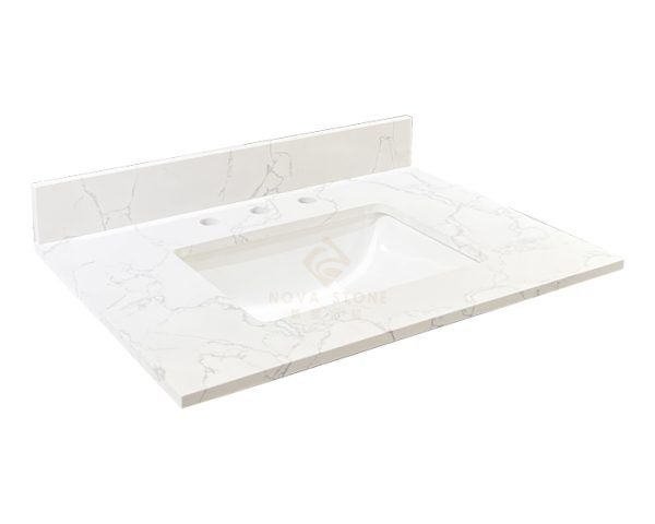 31“ Made in Vietnam White Bathroom Quartz Vanity Top