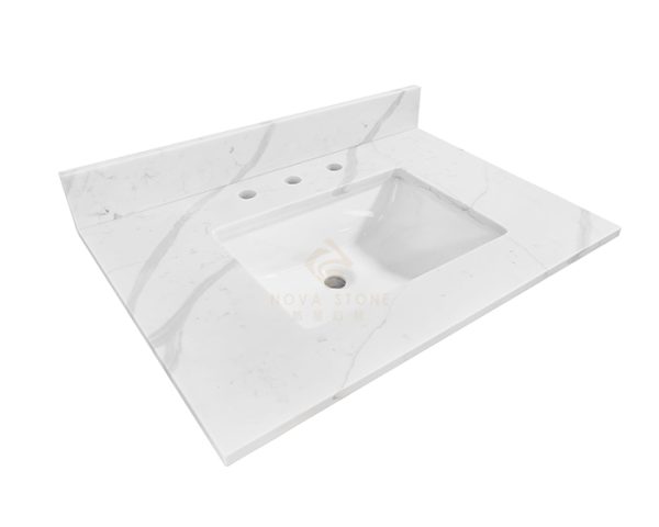 31“ Customized Calacatta White Bathroom Quartz Vanity Top