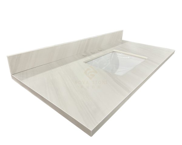 49" Begie Sintered Stone Bathroom Vanity Top with Single Sink