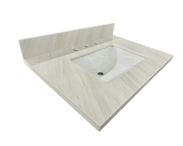 31" Begie Sintered Stone Bathroom Vanity Top with Single Sink
