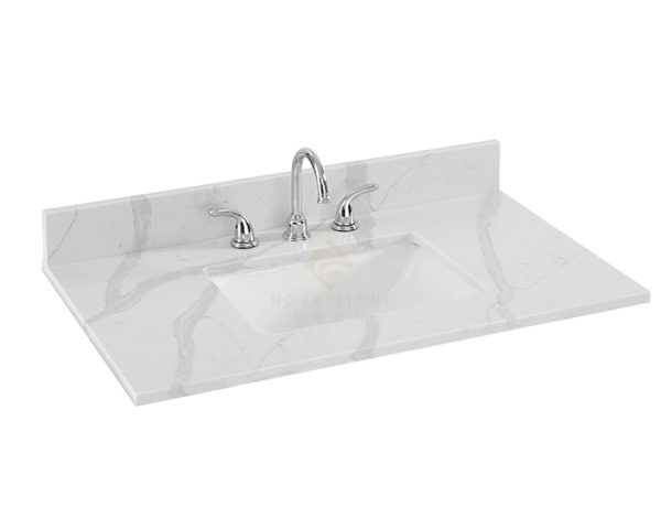 37" New Design White Calcatta Quartz Stone Bathroom Vanity Top with Great Price