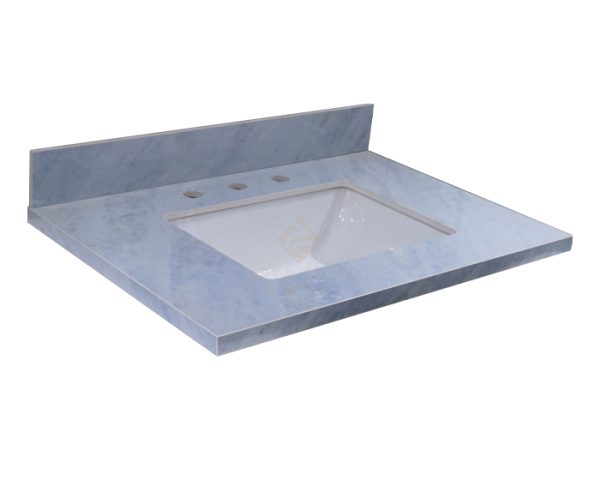 31 in Ceramic Polished Glazed Light Blue Slabs Sintered Stone Bathroom Vanity Top