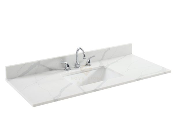 49" Calacatta White Bathroom Quartz Stone Cabinet Vanity Top