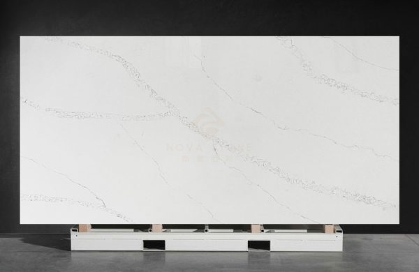 NV866 Subtle Carrara Vein Quartz Top Slab for Commercial Projects Online Technical Support